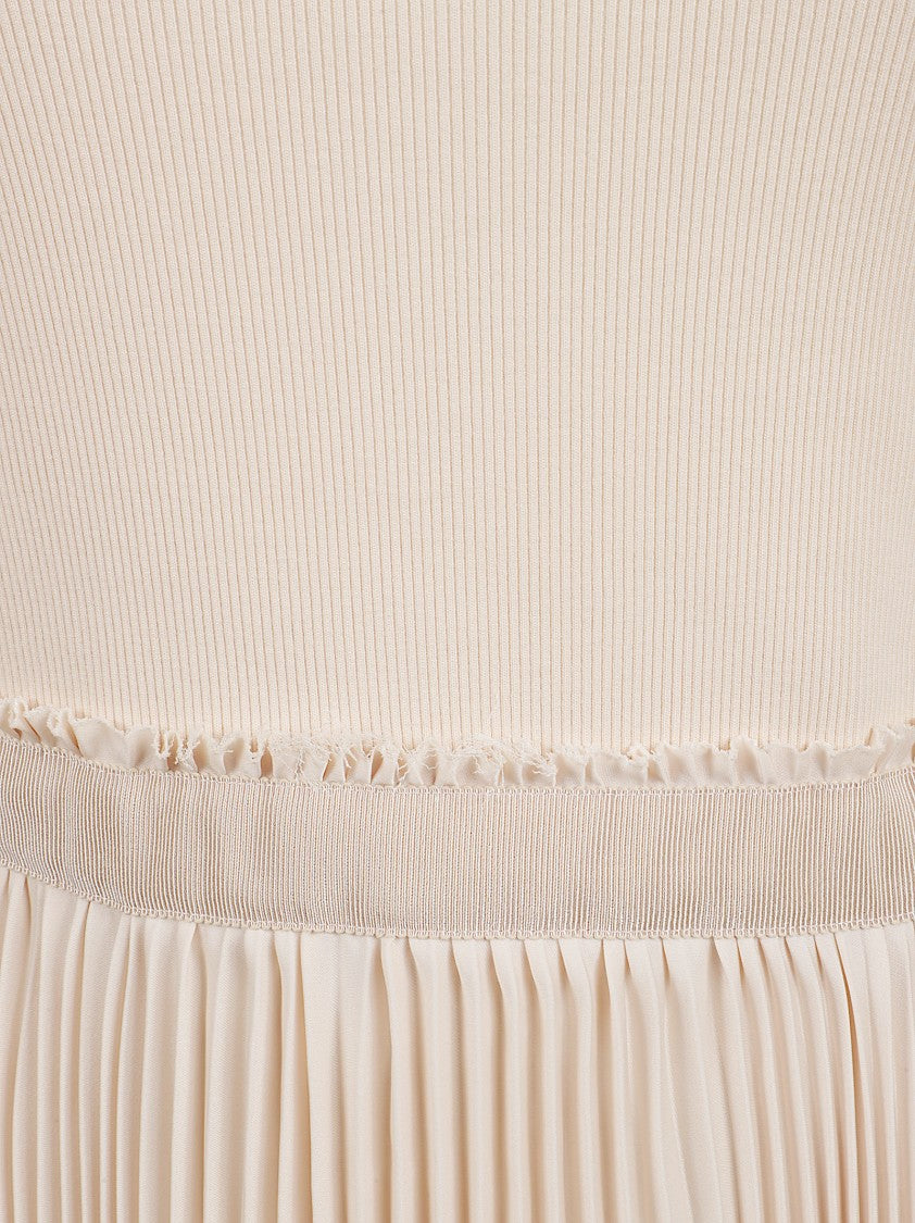 Alexander Mcqueen Sleeveless Midi Dress In Powder Pink Cotton Rib