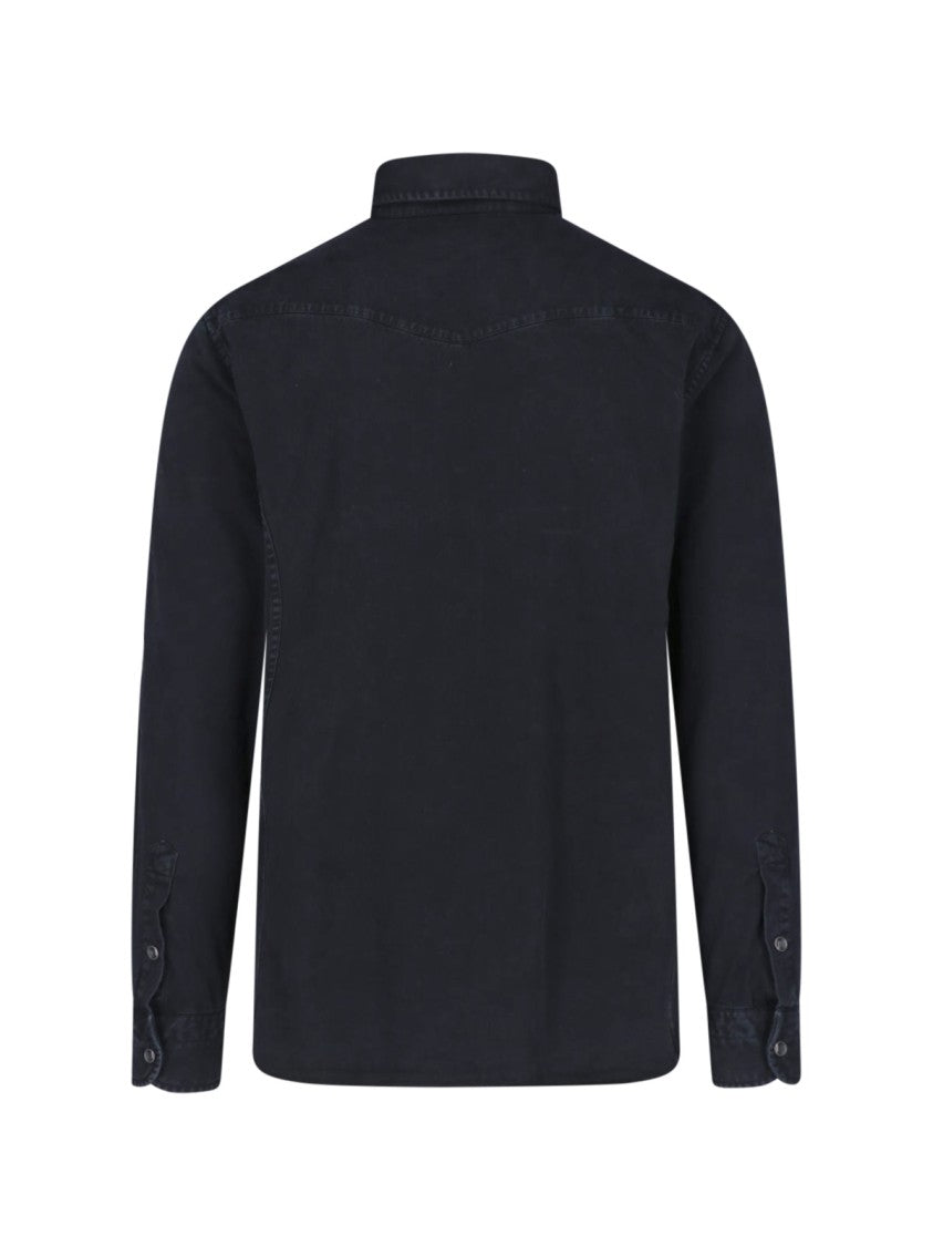 Tom Ford Black Long-Sleeved Cotton Denim Shirt