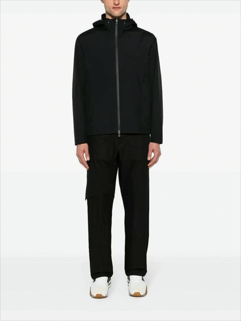 Herno Minimalist Black Jacket With Full Zip Closure