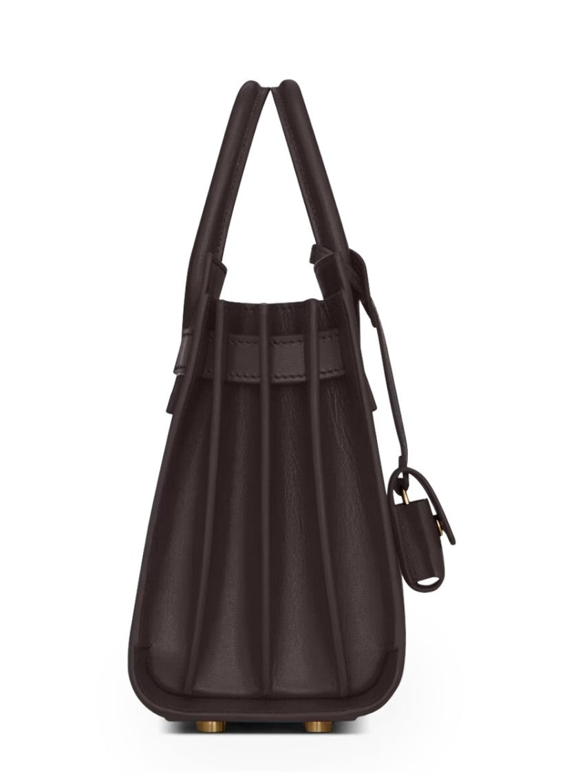 Saint Laurent Brown Sac De Jour Nano Lambskin Structured Handbag