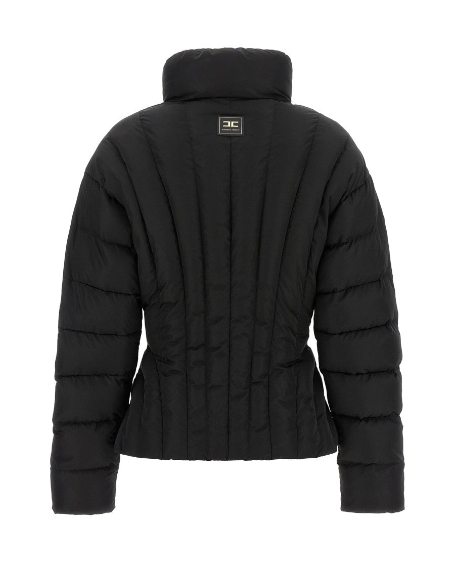 Elisabetta Franchi Matte Textured Puffer Jacket With Bustier-Inspired Quilting