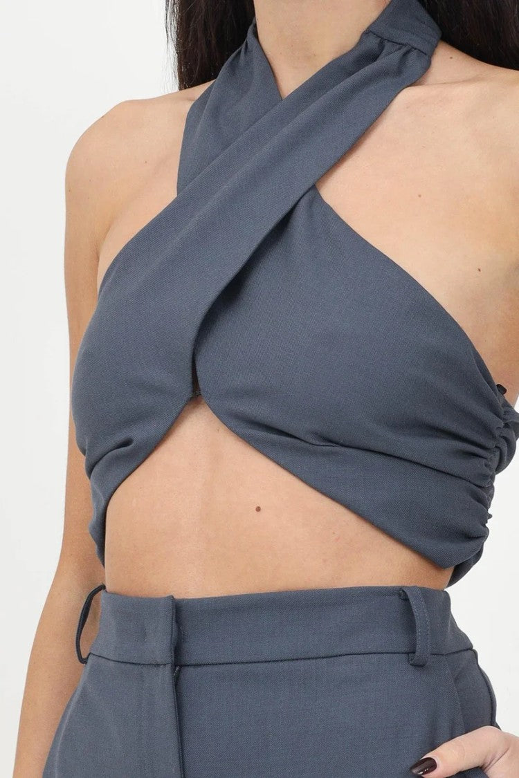 Patrizia Pepe Virgin Wool Blend Top - Grey