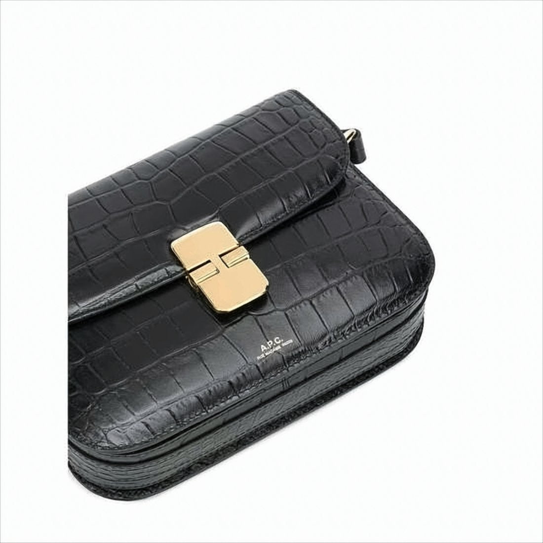 A.P.C. Structured Crocodile-Embossed Crossbody Bag