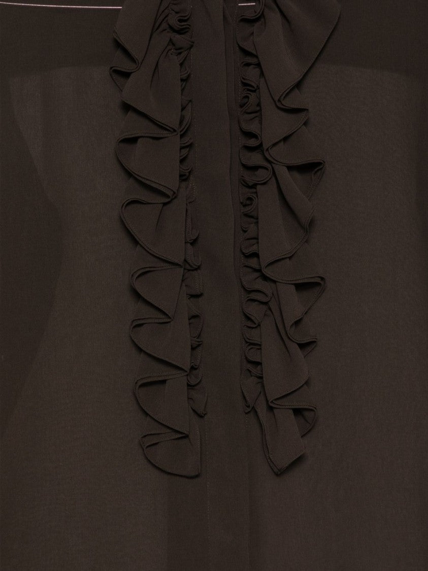 Parosh Boxy Vertical Ruffle Shirt
