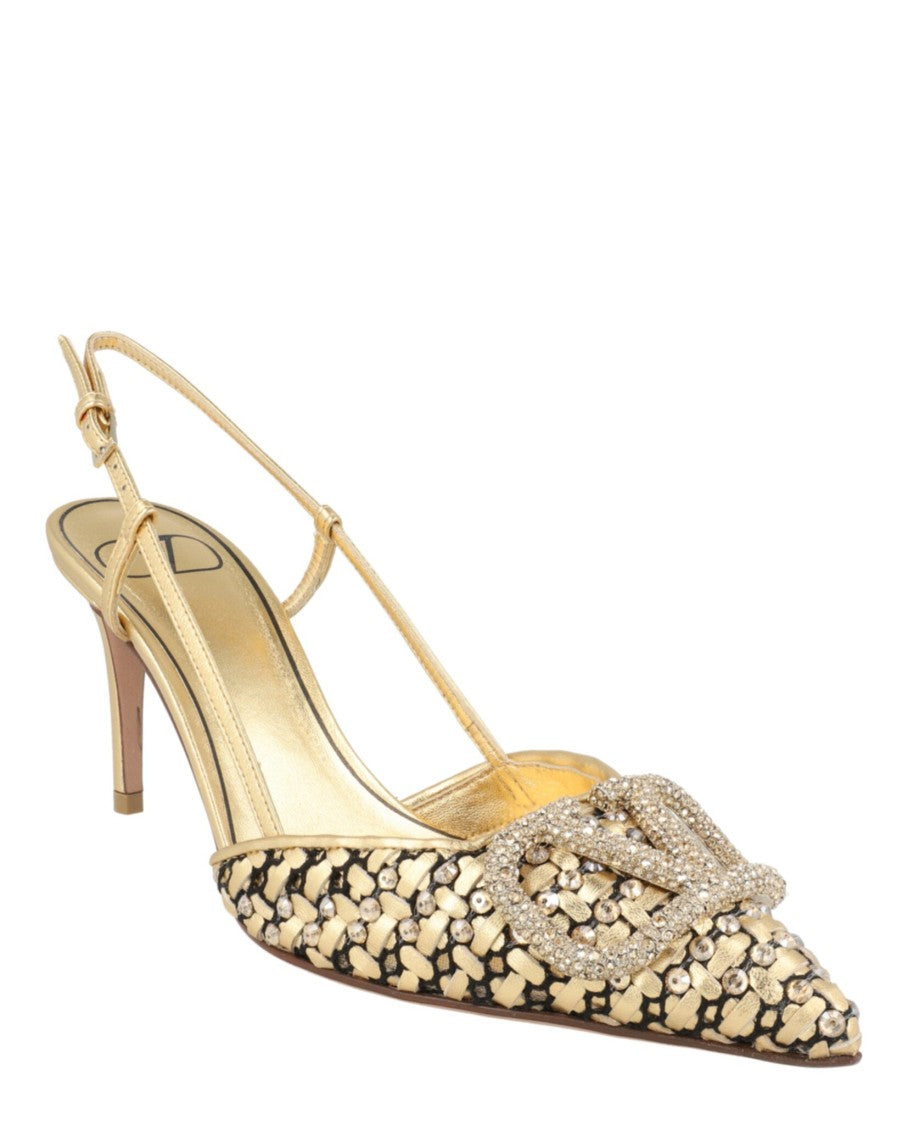 Valentino Vlogo Signature Metallic Slingback Pumps