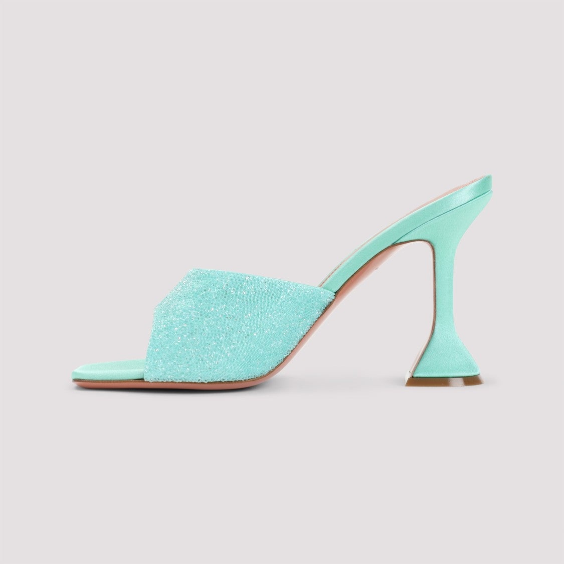 Amina Muaddi Satin Open-Toe Sandals With Crystal Embellishments