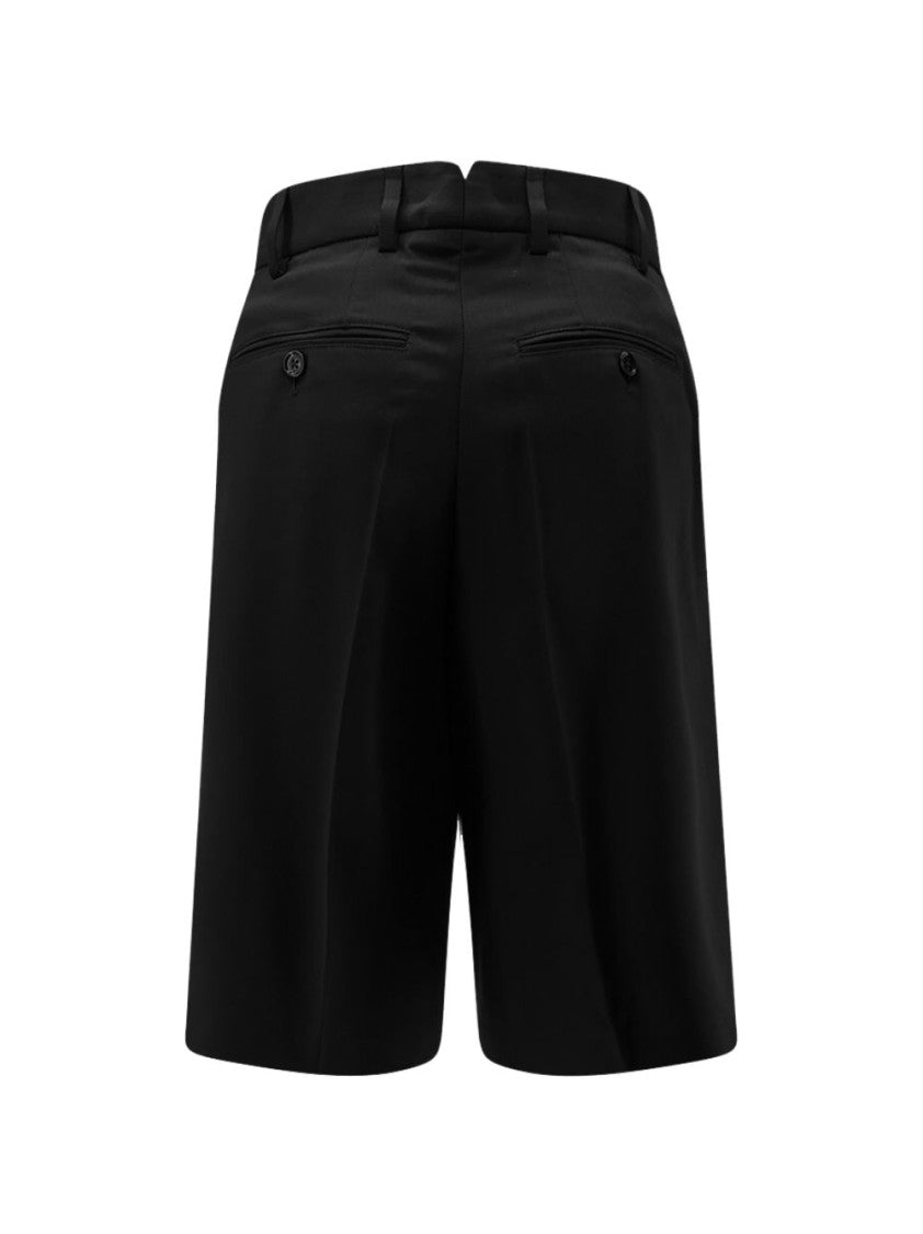 Ami Paris Black Tailored Mid-Rise Pleated Shorts
