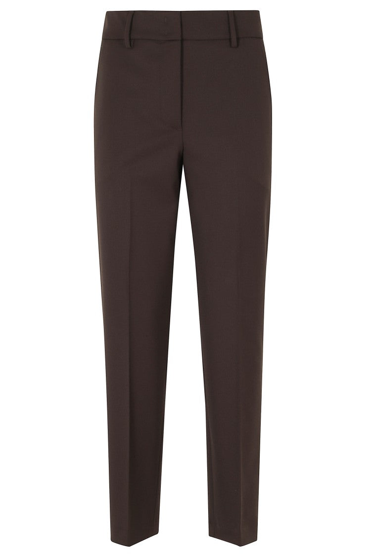 Seventy Brown Straight-Leg Virgin Wool-Blend Formal Pants