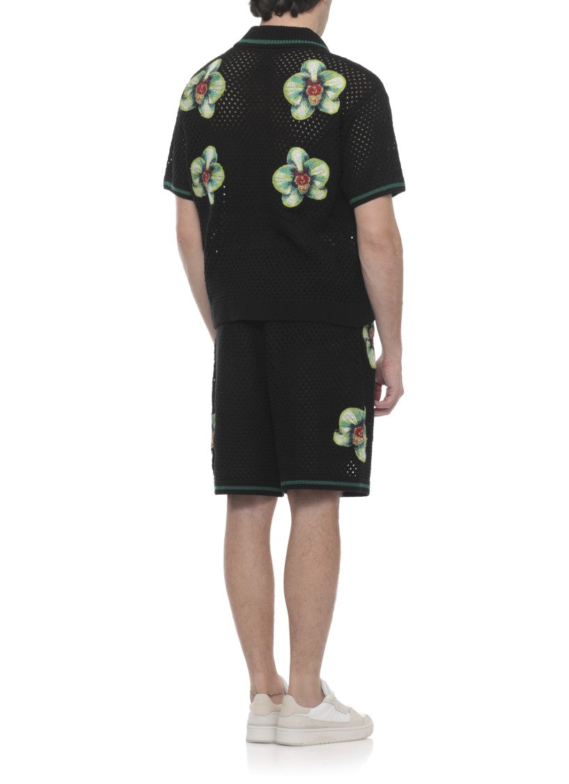 Casablanca Black Glitch Orchid Cotton Shirt