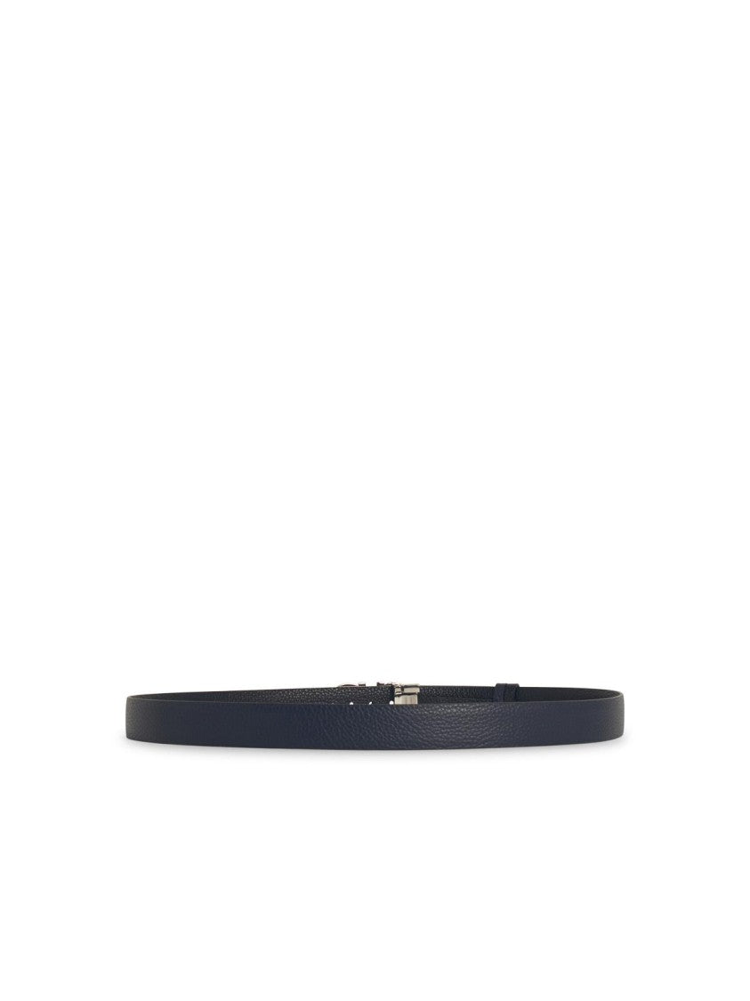 Salvatore Ferragamo Reversible Embossed Blue Leather Belt