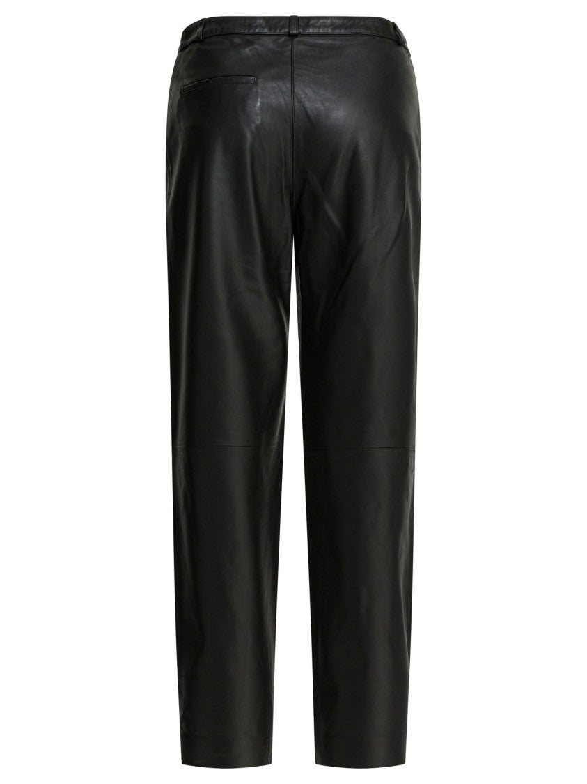 Loulou De Saison Tailored Black Lambskin Trousers With