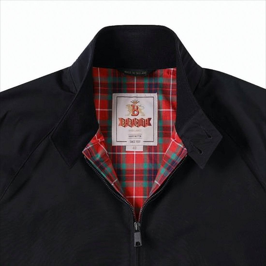 Baracuta Classic Black Bomber Jacket With Tartan Lining