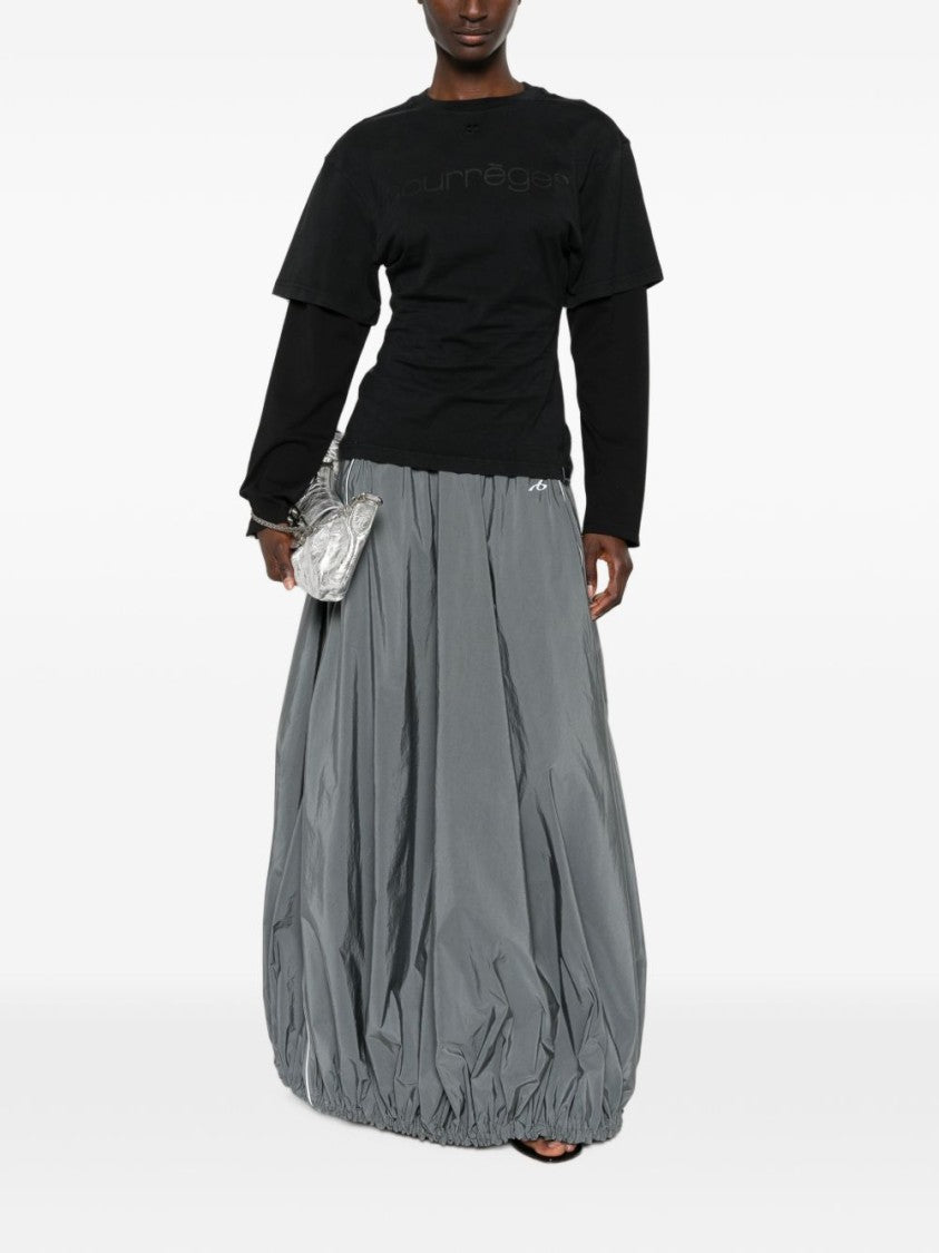 Courrèges Black Long-Sleeve Layered Subtle Branding Top
