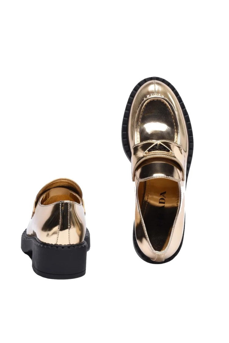 Prada Rubber Sole Loafer Plateau - Gold