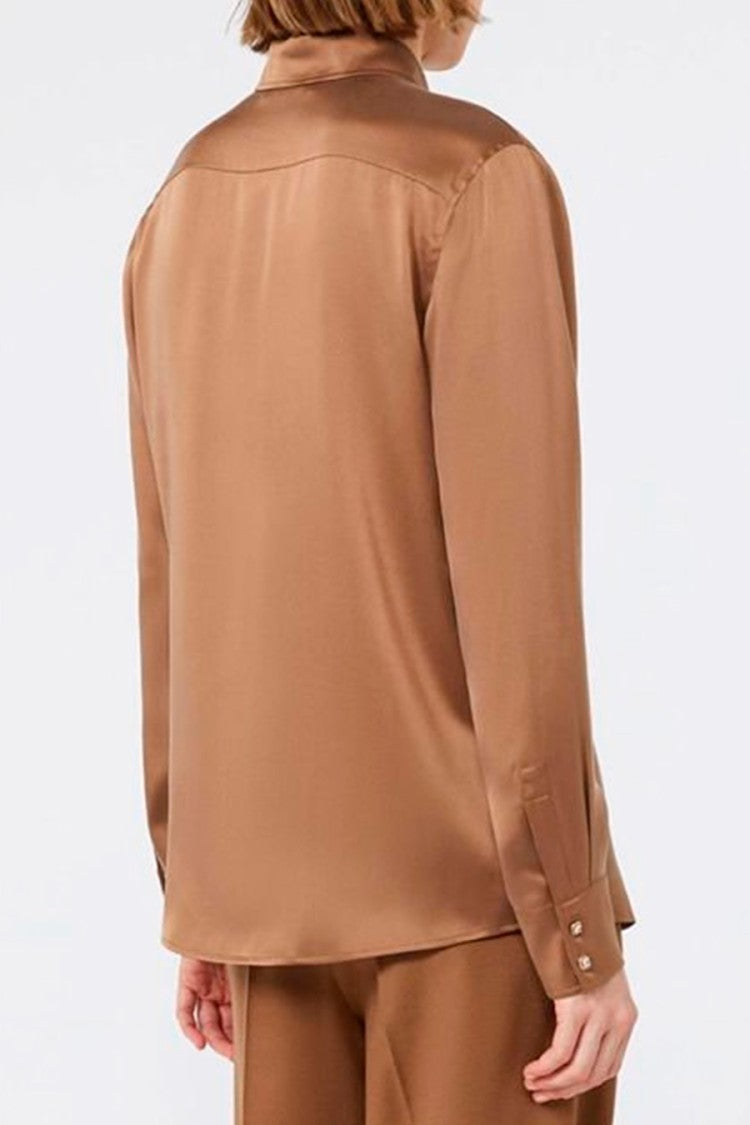 Max Mara Camel Mstxero Satin Silk-Blend Shirt