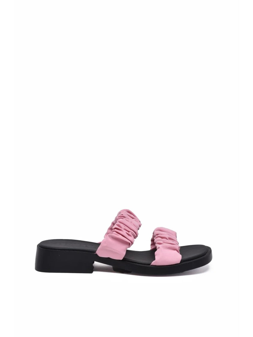 Camper Dana Pink Ruched Strap Rubber Mule Sandals