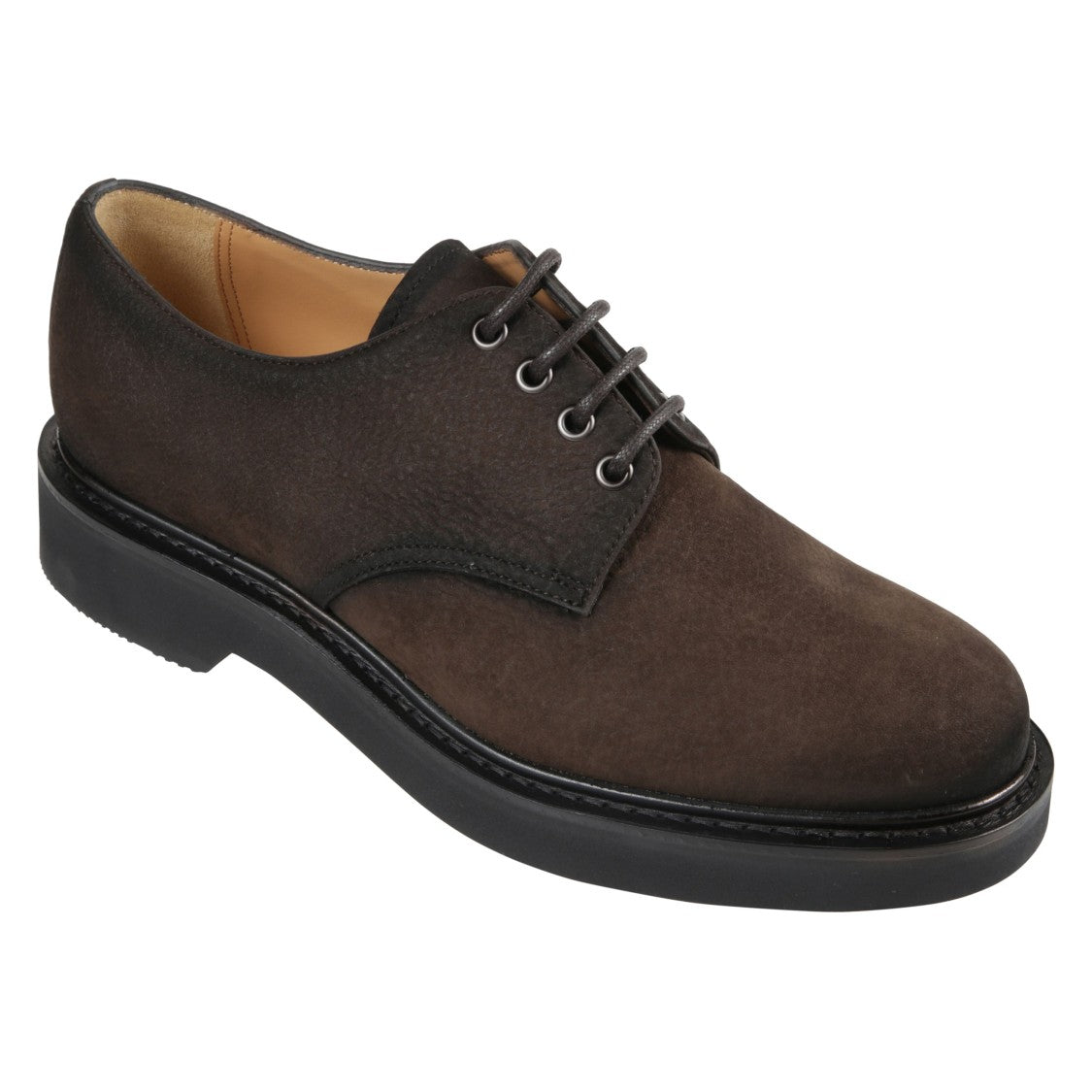 Church's Brown Suede Derby Shoes With Rounded Toe