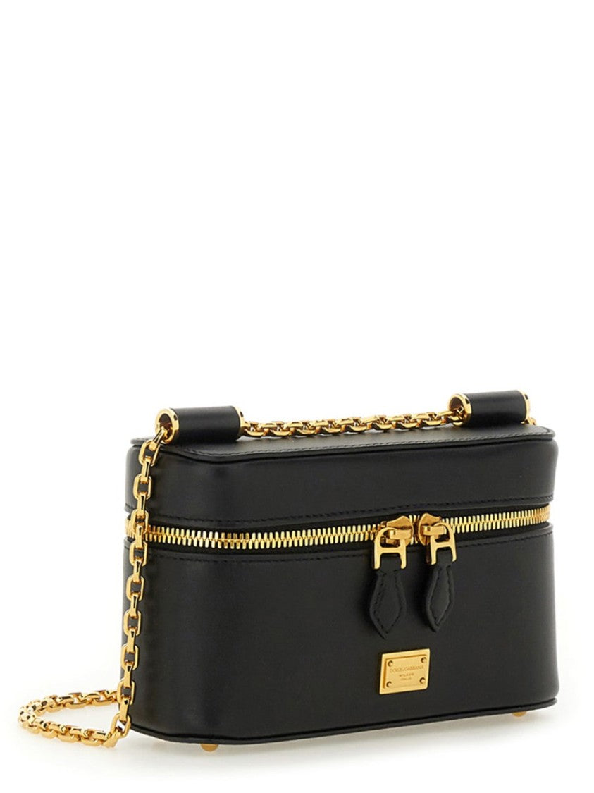 Dolce & Gabbana "Sicily" Black Leather Shoulder Bag