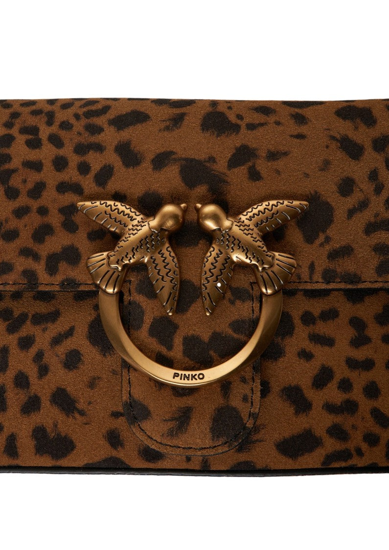 Pinko Slouchy Animal Print Crossbody Bag