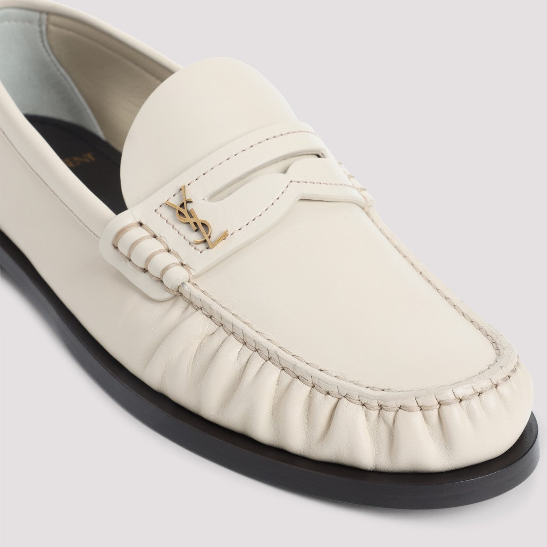 Saint Laurent Neutrals Leather Loafers