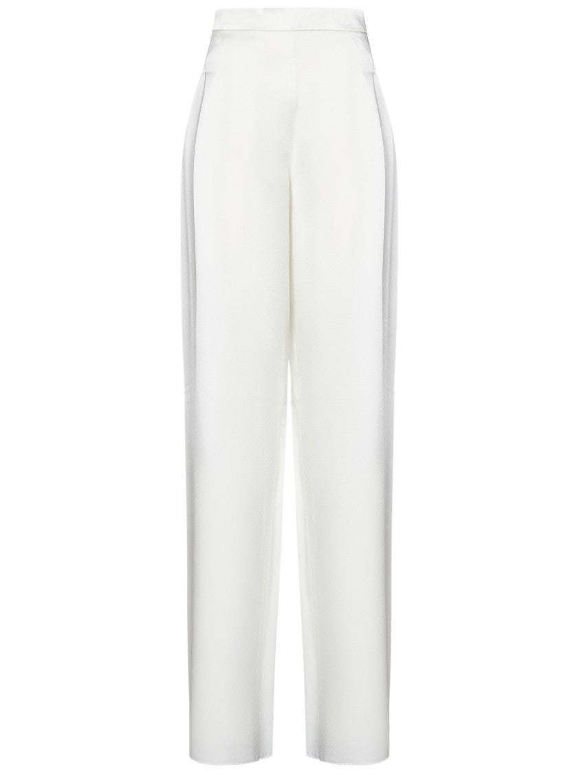 Max Mara Sleek White Trousers With Tailored High Waist