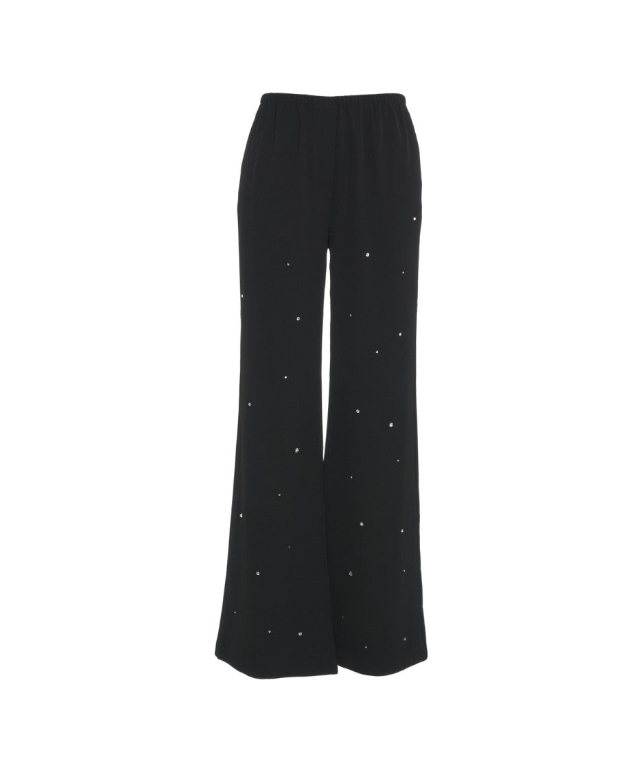 Viktoria Chan Wide-Leg Palazzo Pants With Rhinestone Embellishments