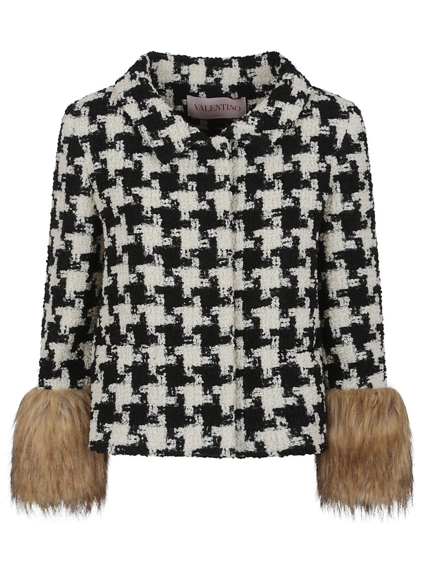 Valentino Black/White Checked Virgin Wool-Silk Jacket