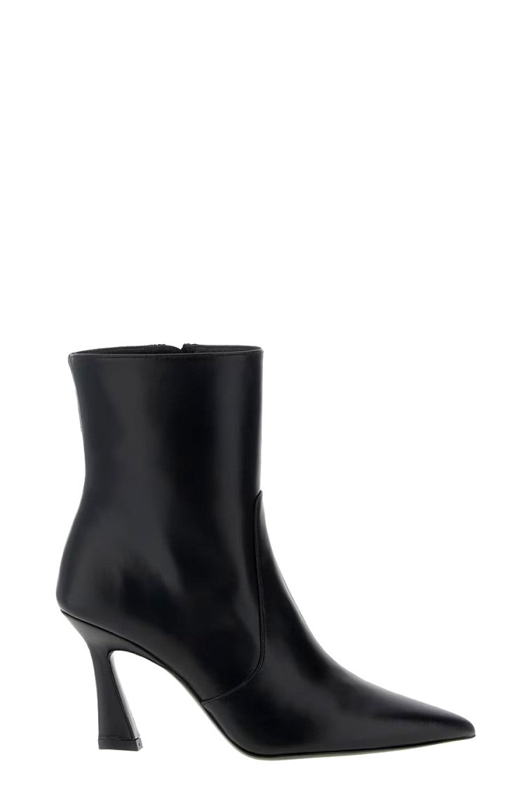 Stuart Weitzman Black Leather Stiletto Ankle Bootie