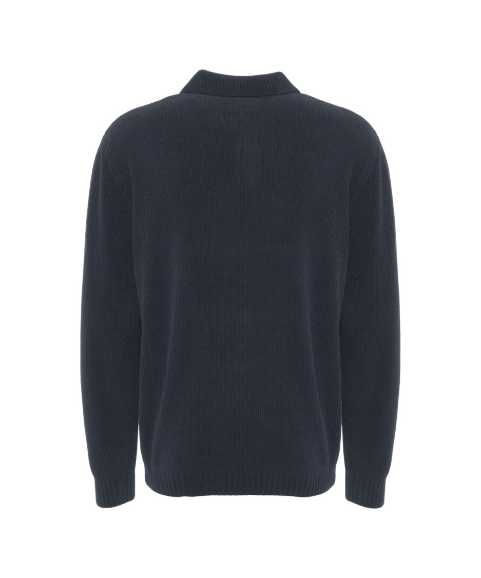 C.P. Company Fine Ribbed Long-Sleeve Polo With Iconic Lens Detail