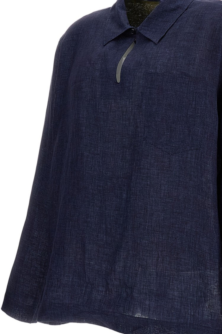 Paul Smith Loose-Fit Beige Linen Shirt With Pointed Collar And Button Cuffs