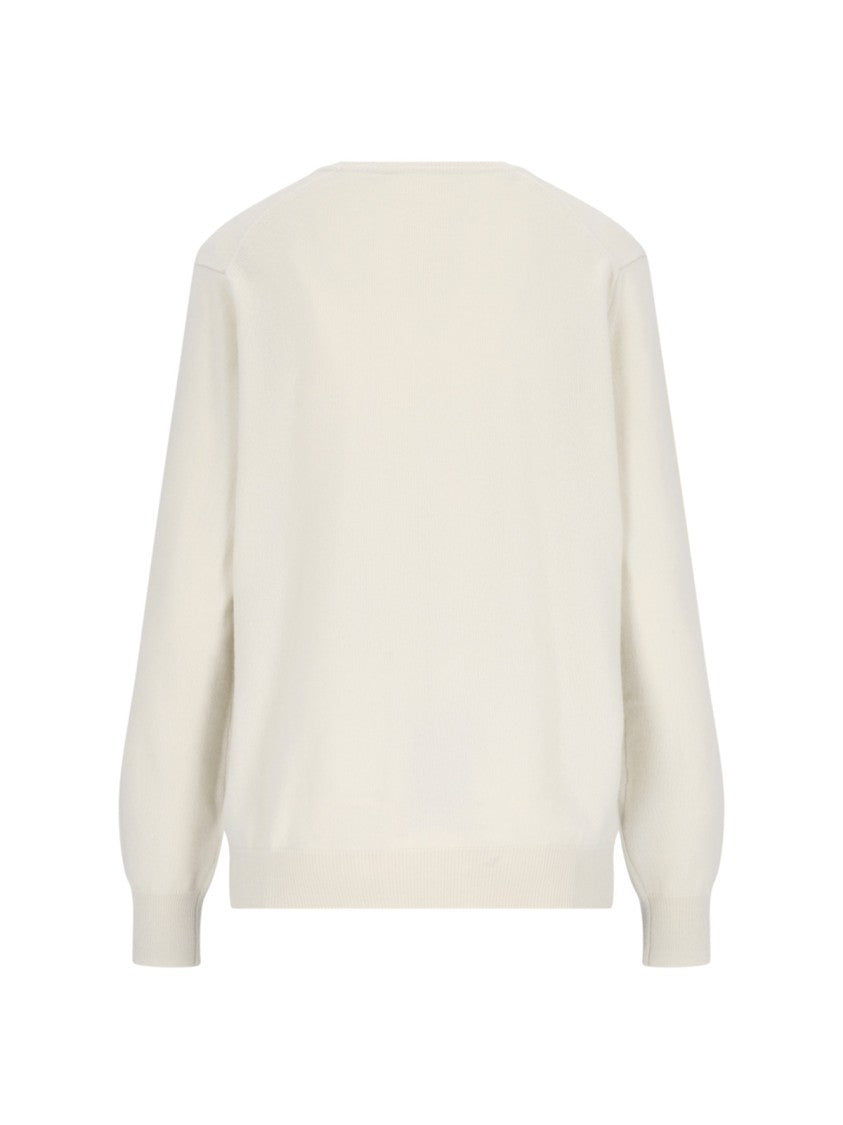 Canessa V-Neck Sweater In Cream Cashmere