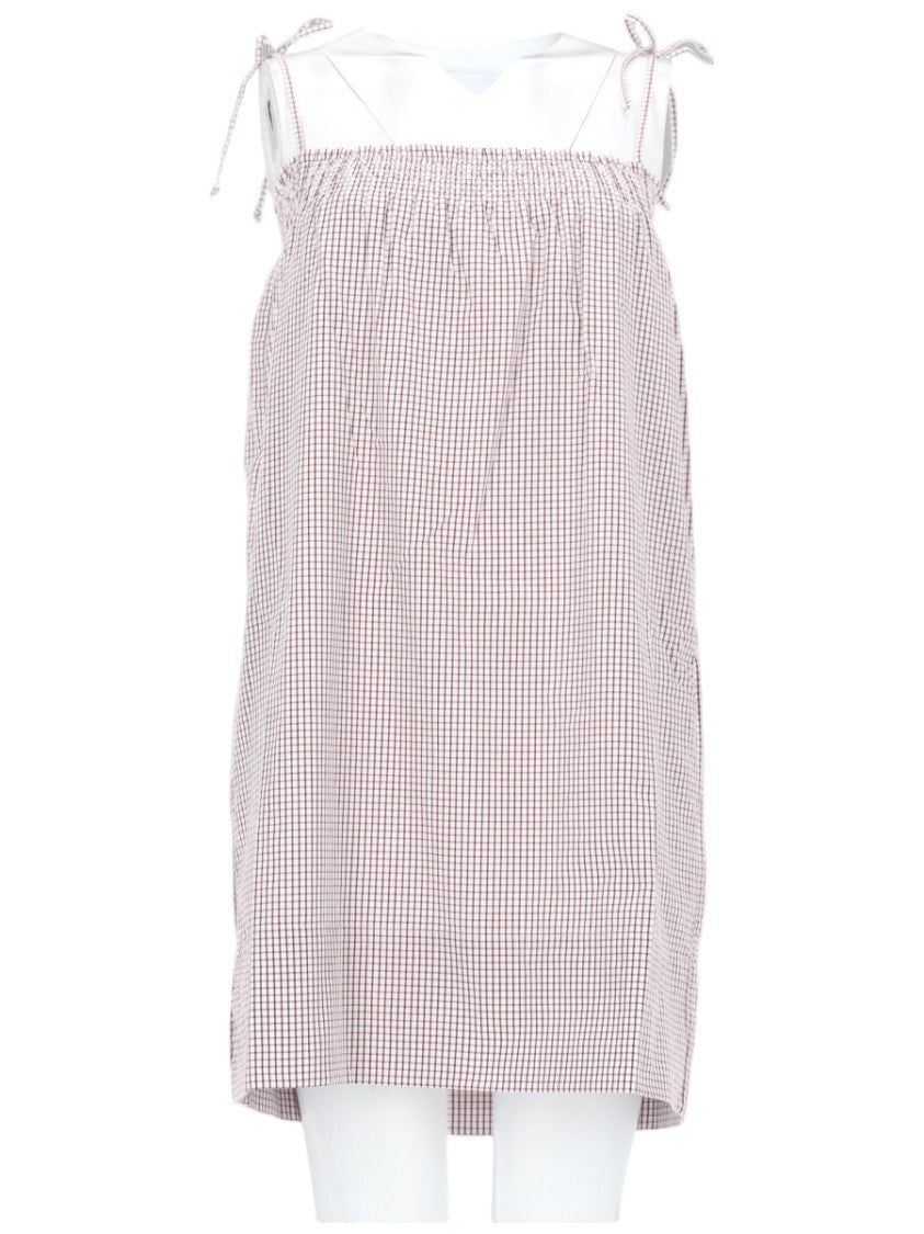 A.P.C. Iris Cotton Checkered Bows Mini Dress