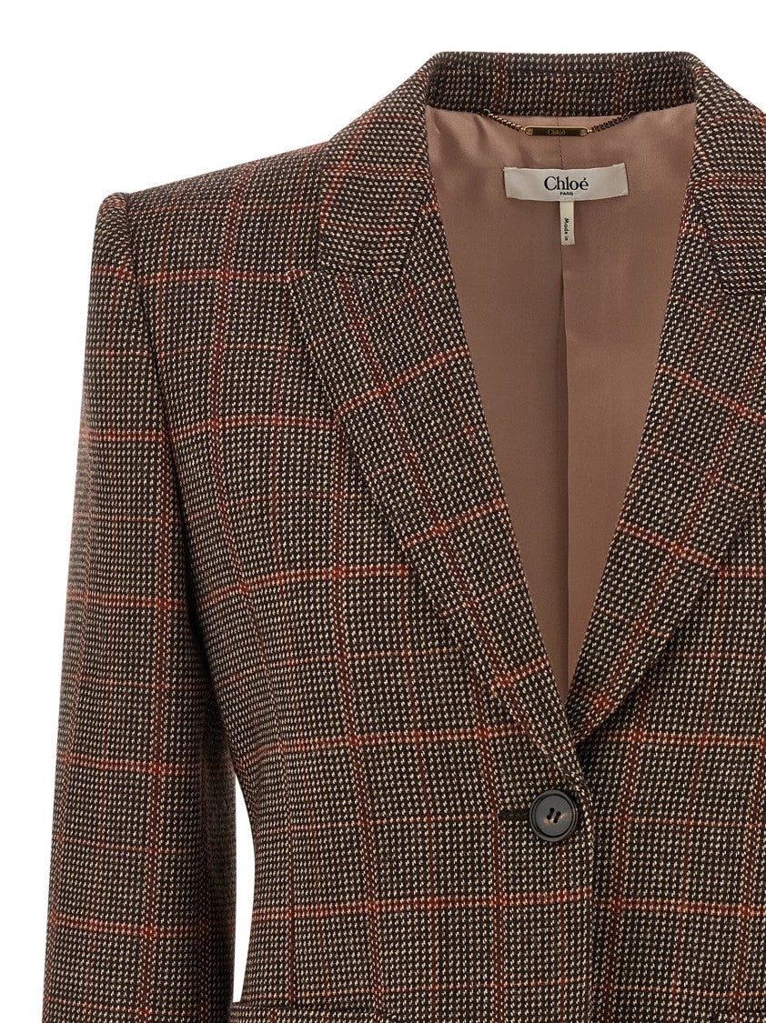 Chloé Check Wool Blazer