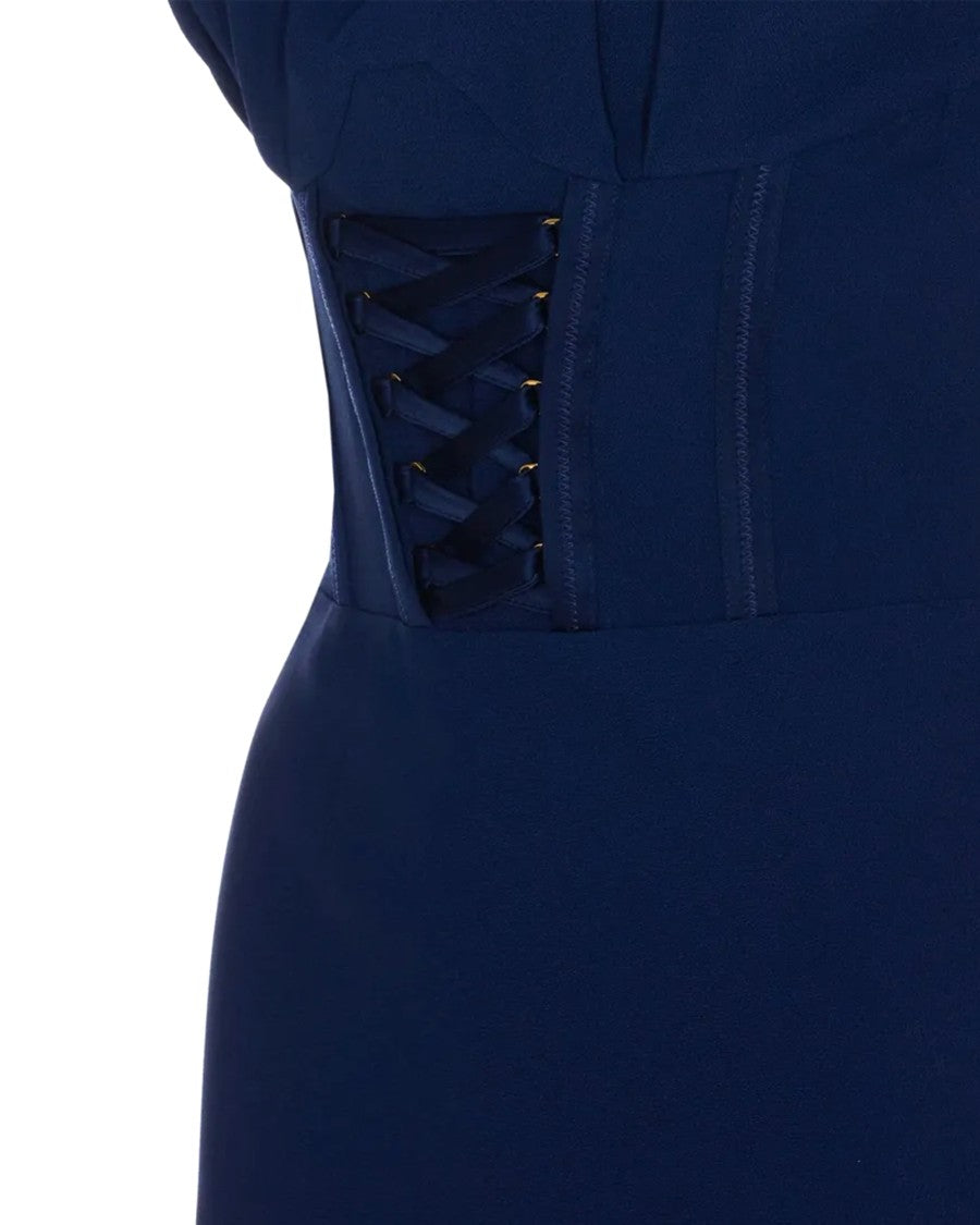 Elisabetta Franchi Criss-Cross Lace Envers Satin Dress