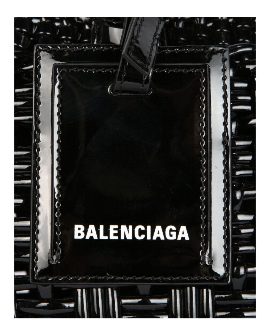 Balenciaga Basket-Style Tote Bag With Detachable Shoulder Strap And Glossy Finish