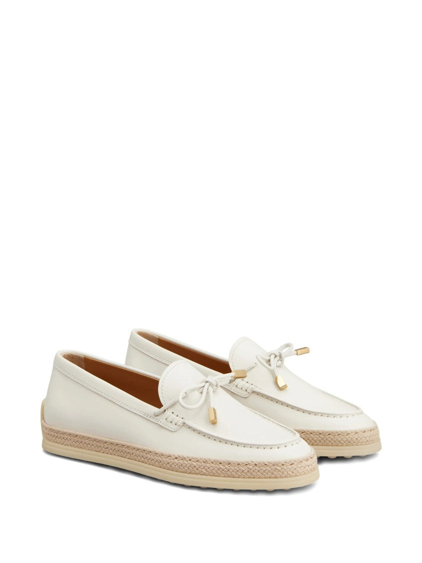 Tod's White Calzature Slip-On Decorative Bow Loafers
