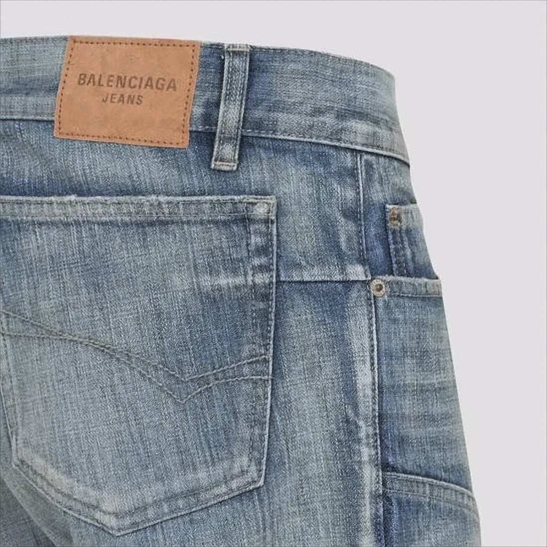 Balenciaga Light Blue Distressed Denim Pants With Classic Five-Pocket Design