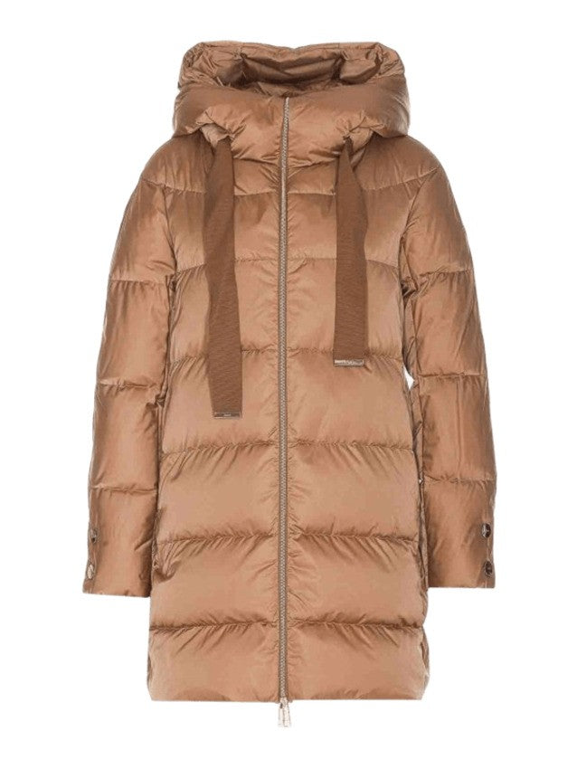 Herno Satin-Finish Brown Jacket With Fixed Hood