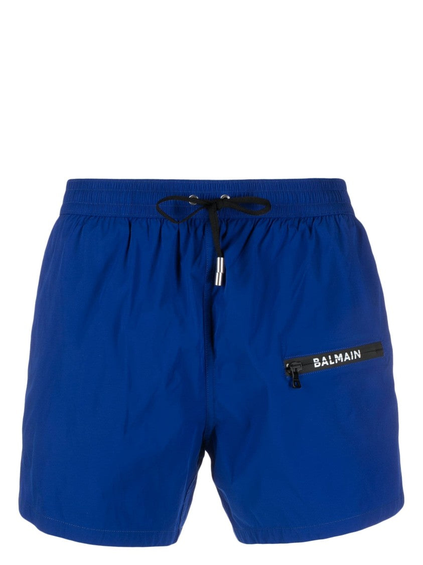 Balmain Casual Blue Boxers With Elastic Waistband