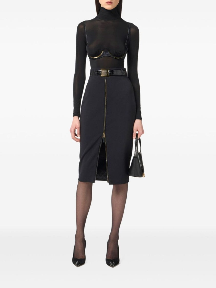 Elisabetta Franchi Mid-Length Black Pencil Skirt With High Waist