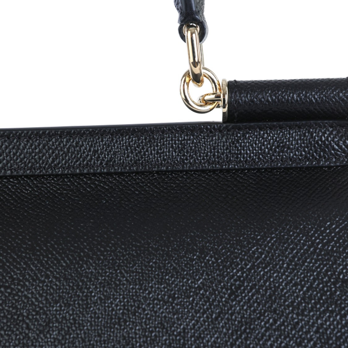 Dolce & Gabbana Structured Black Leather Sicily Small Top Handle Bag