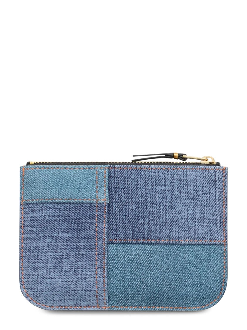 Comme Des Garçons Patchwork Denim Wallet With Zip Closure