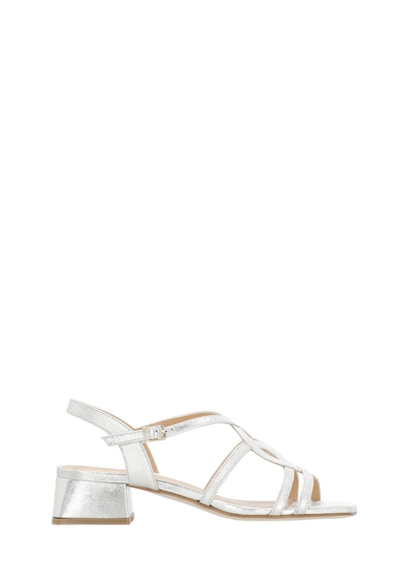 Juilie Dee Silver Ankle Strap Leather Sandals