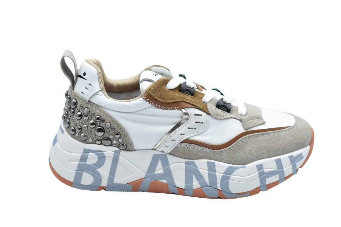 Voile Blanche Beige-White Low Top Sneakers With Suede