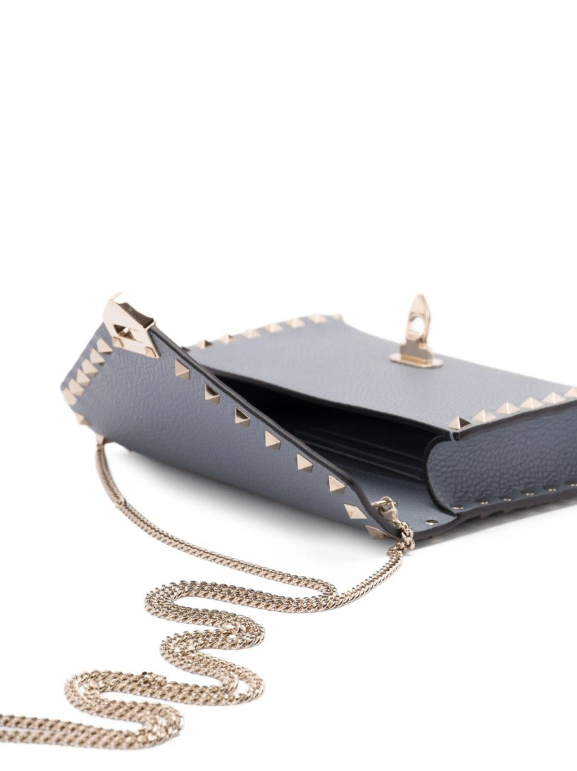 Valentino Blue Structured Studded Envelope Mini Bag