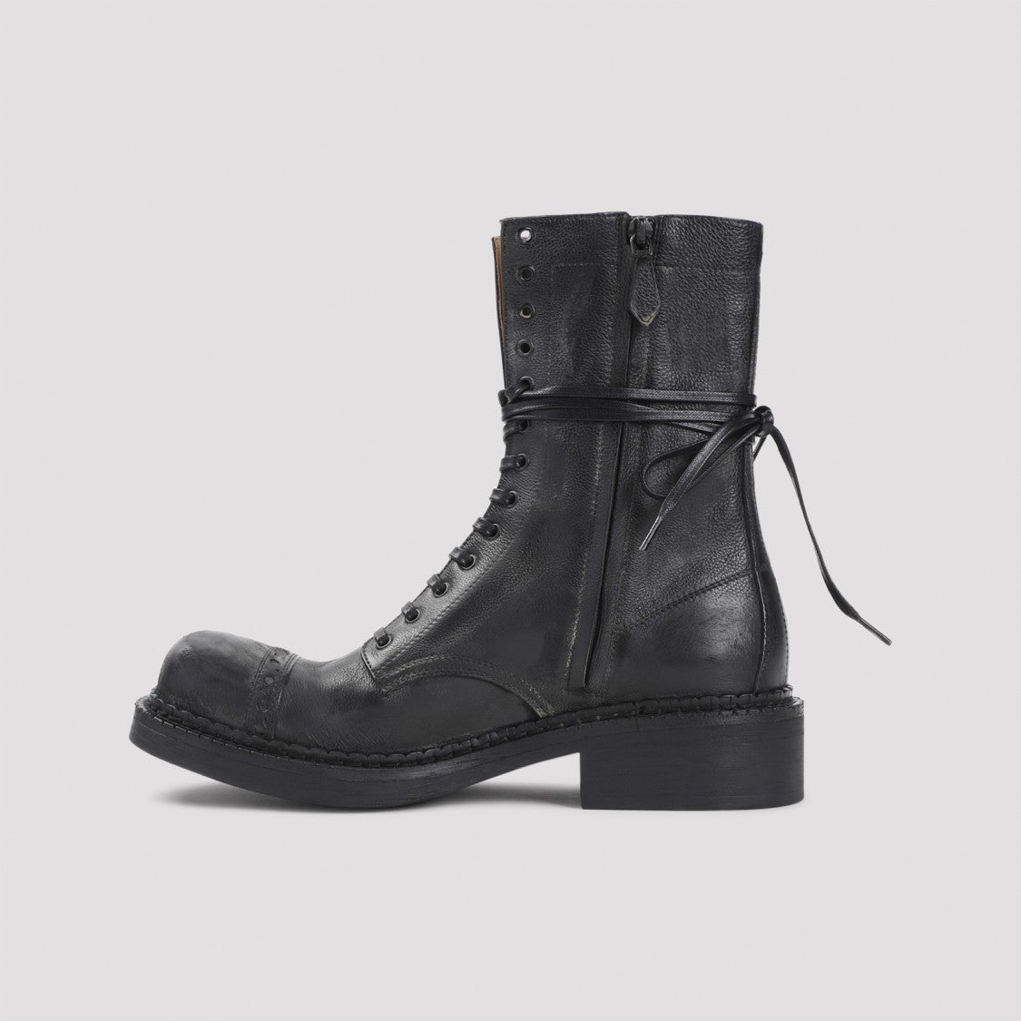 Miu Miu High Lace-Up Black Ankle Boots