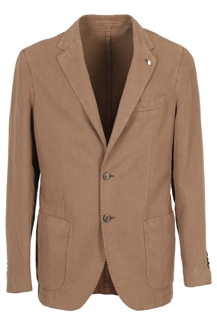 L.B.M. Single-Breasted Brown Linen And Cotton Blazer