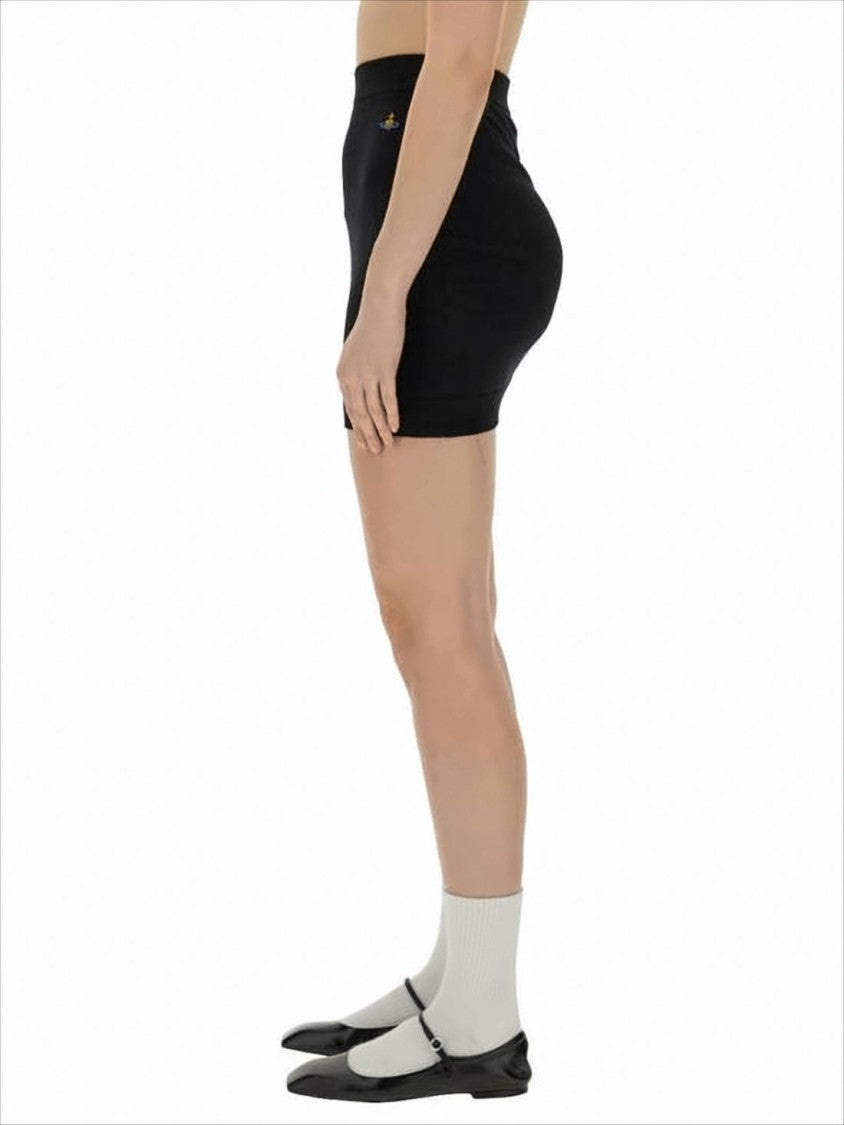 Vivienne Westwood Fitted Black Mini Skirt With Subtle Flare