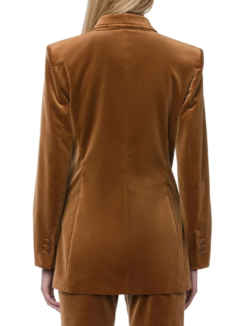 Alberta Ferretti Tailored Double-Breasted Brown Velvet Jacket