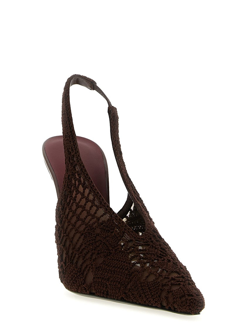 Magda Butrym Crochet Tulle Slingback Shoes With Pointed Toe And Stiletto Heel
